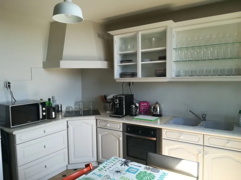 Cuisine entièrement équipée en appartement calme à Lyon.