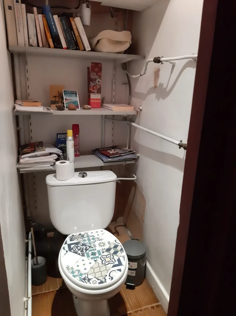 Toilettes avec lavabo dans un appartement à Lyon