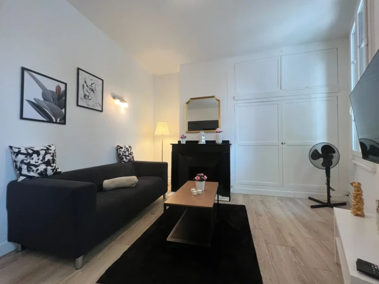 Salon confortable d'un T2 à Toulouse, quartier du Busca