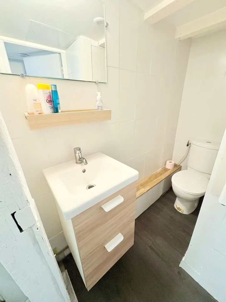 Salle de bain moderne et fonctionnelle dans un studio à Croix-Rousse, Lyon