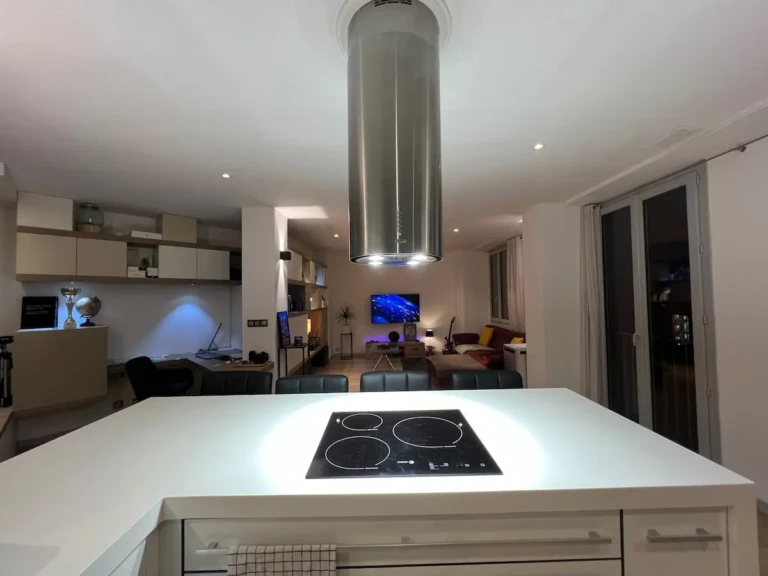 Intérieur d'un loft moderne à Toulouse avec cuisine haut de gamme et espace de vie lumineux