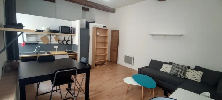 Intérieur d'un studio moderne à Lyon, quartier Croix-Rousse
