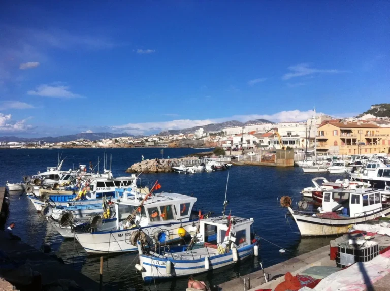 Port de la Madrague de Montredon à Marseille avec bateaux de pêche